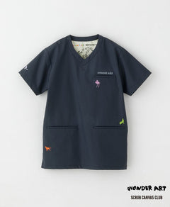 Scrub Canvas Club:WONDER ART Asahiyama Zoo scrub tops #color_Navy_end