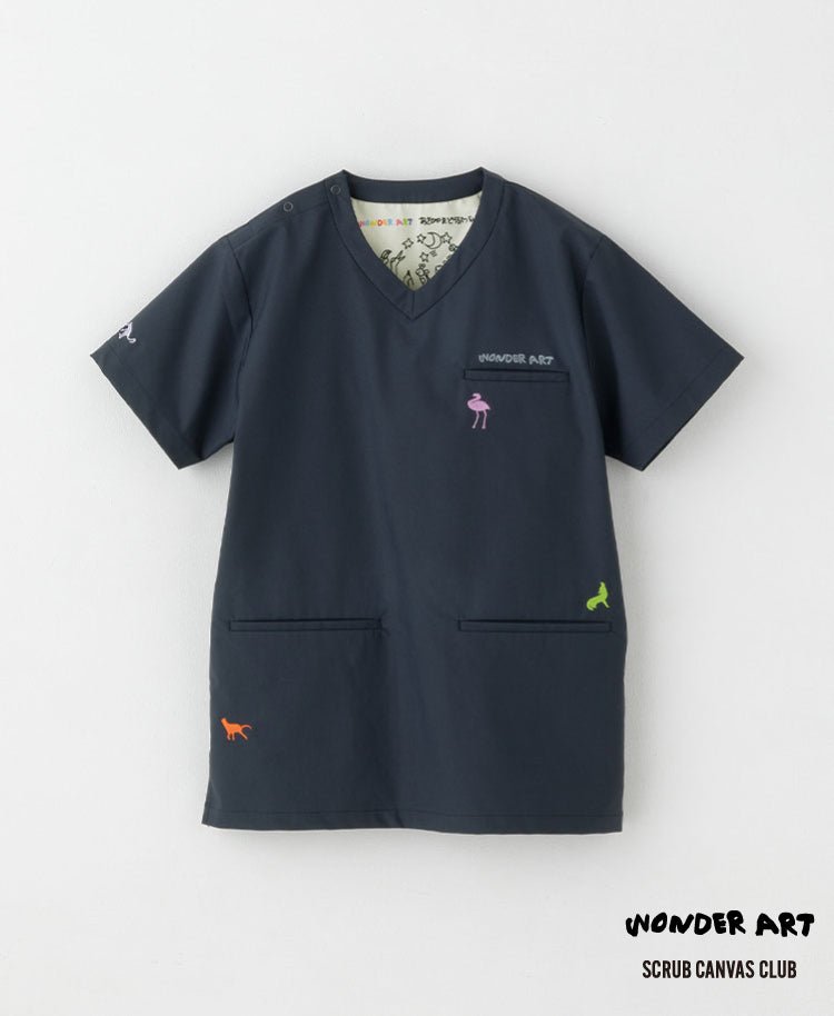 Scrub Canvas Club:WONDER ART Asahiyama Zoo scrub tops