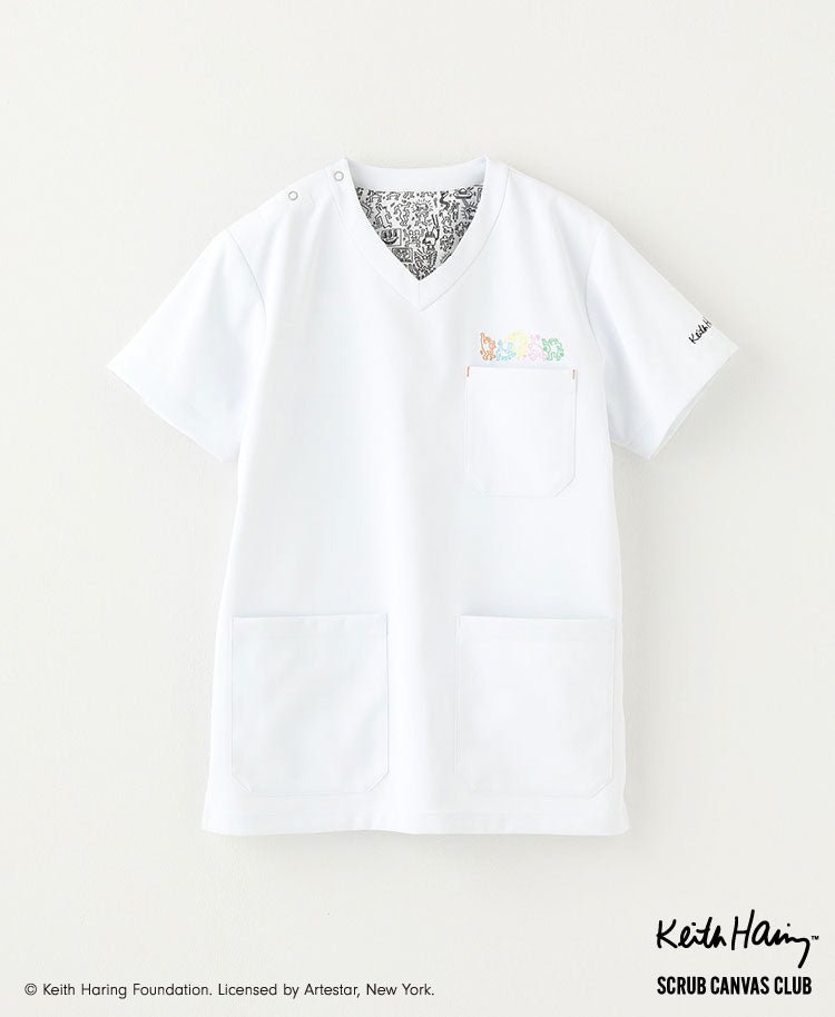 Unisex Scrub Canvas Club: Keith Haring Scrub Tops