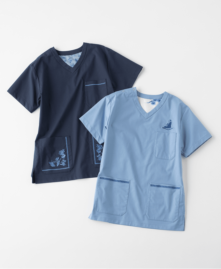 Unisex Scrub Canvas Club:KUTANI CHOEMON scrub tops