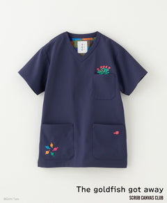 Unisex Scrub Canvas Club:The goldfish got away scrub tops