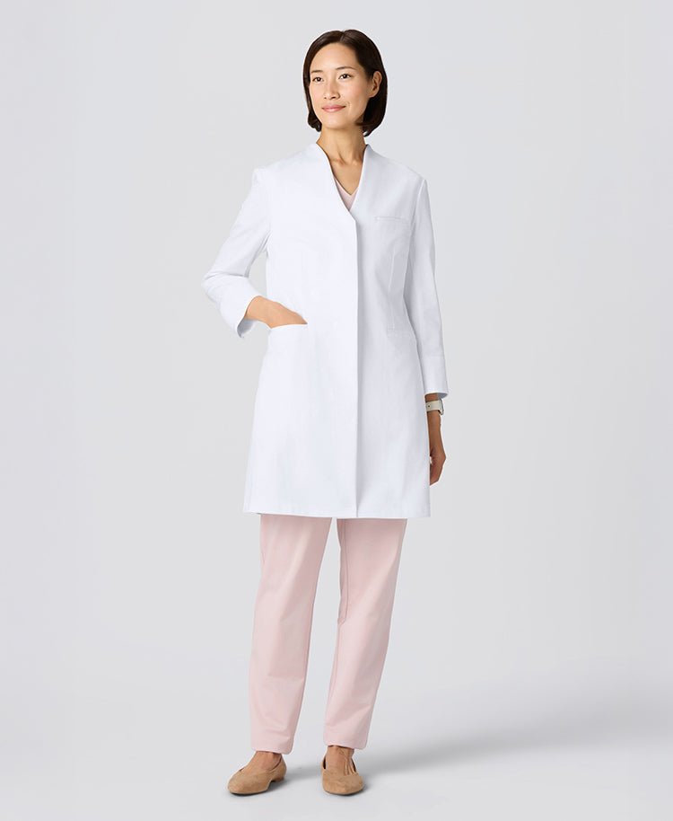 Womens lab coat:Jersey collarless coat LUXE