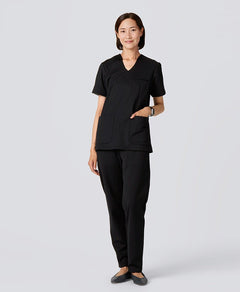 Womens:LUXE Silky Shine Scrub Pants #color_Black_end