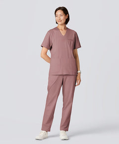 Womens:LUXE Silky Shine Scrub Pants #color_Pink_end