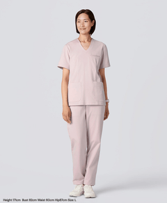 Womens:LUXE Silky Shine Scrub Pants #color_Pale pink_end
