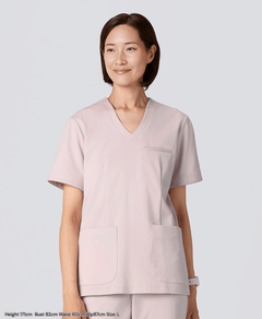 Womens:LUXE Silky Shine Scrub Tops #color_Pale pink_end