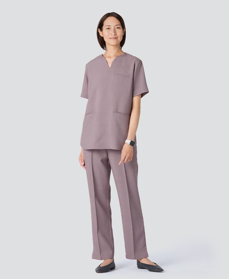 Womens:Pin tuck pants TRO#color_Purple Gray_end