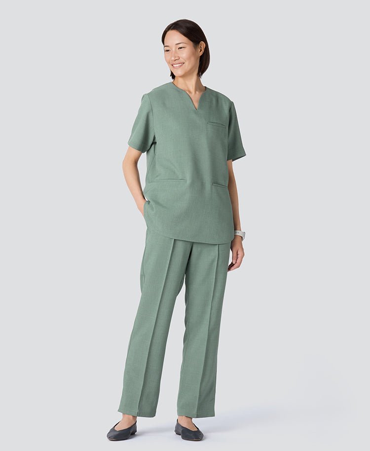 Womens:Pin tuck pants TRO#color_Sage Green_end