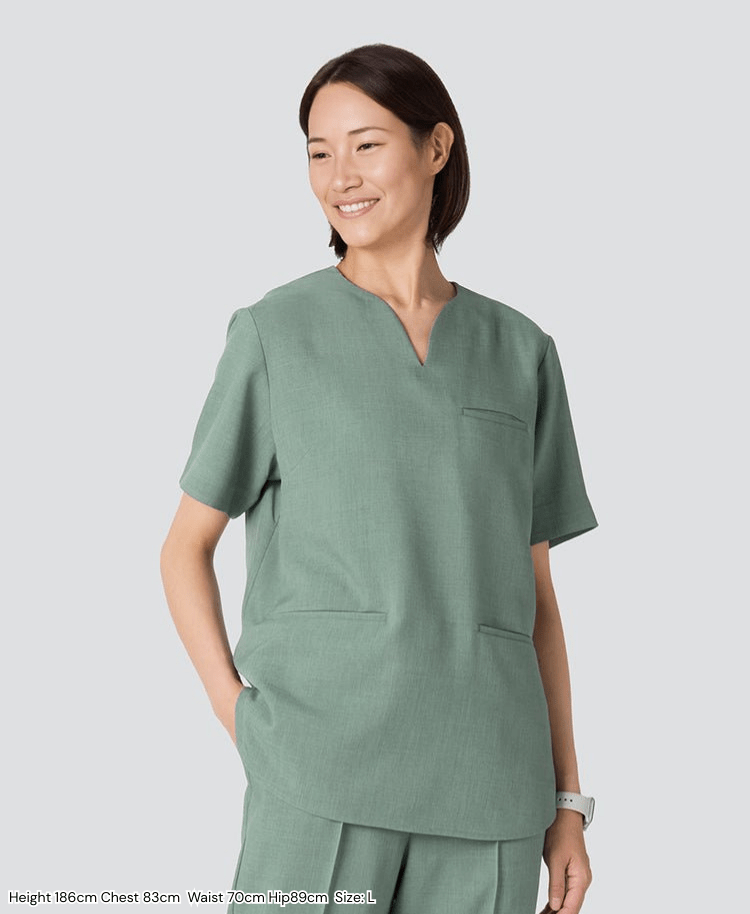 Womens:TRO Airy Dry Curve Neck Scrub Tops