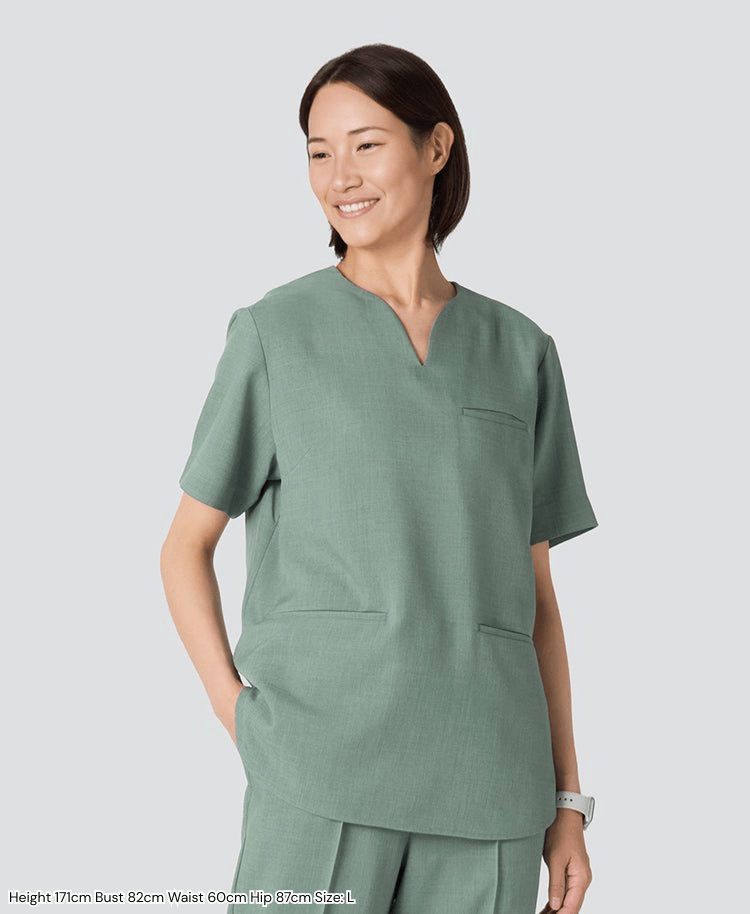 Womens:TRO Airy Dry Curve Neck Scrub Tops