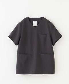 Womens:TRO Airy Dry V - neck Scrub Tops #color_Charcoal gray_end